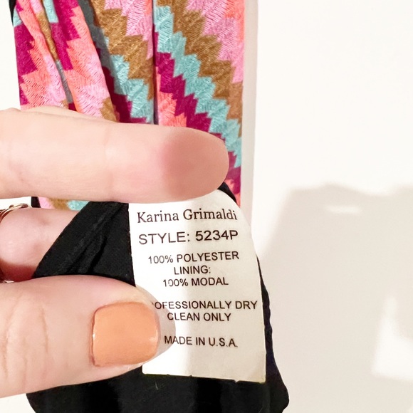 Karina Grimaldi Chevron Multicolor Wrap Maxi Length Halter Dress Size XS - Picture 4 of 7